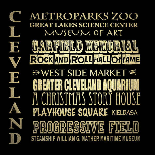 Cleveland Ohio Famous Landmarks Poster featuring the digital art Cleveland Ohio by Patricia Lintner