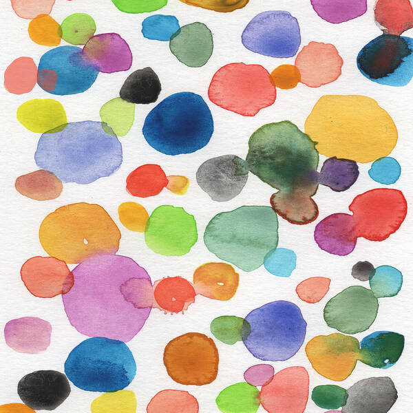 Abstract Watercolor Art Poster featuring the painting Colorful Bubbles by Linda Woods