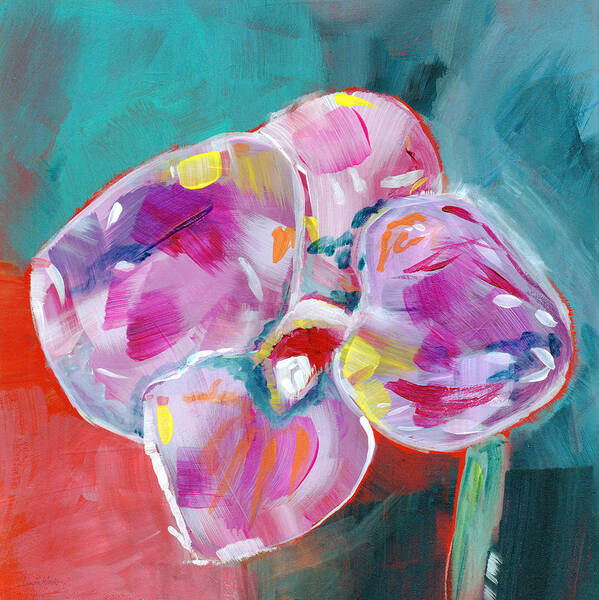 Abstract Poster featuring the painting Colorful Orchid- Art by Linda Woods by Linda Woods