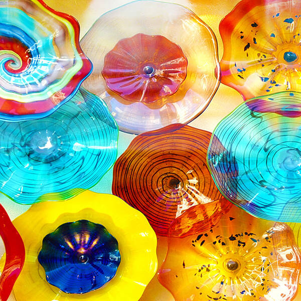 Glass Poster featuring the photograph Colorful Plates by Artist and Photographer Laura Wrede