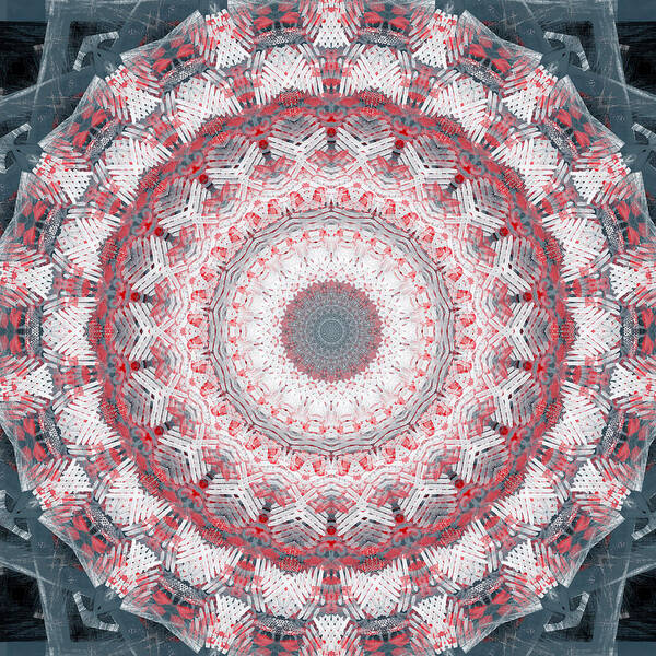 Concrete Poster featuring the painting Concrete and Red Mandala- Abstract Art by Linda Woods by Linda Woods