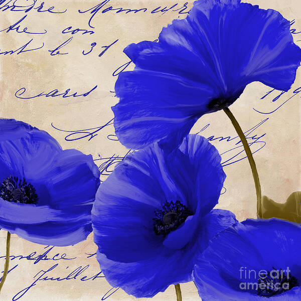 Poppies Poster featuring the painting Coquelicots Bleue by Mindy Sommers