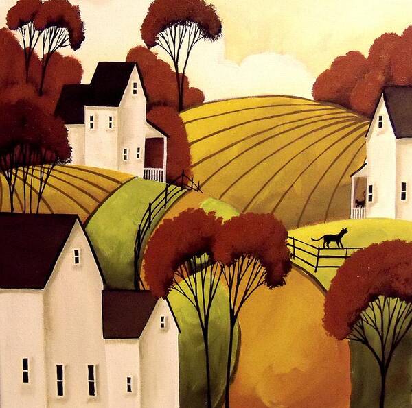 Art Poster featuring the painting Country Cats Autumn by Debbie Criswell