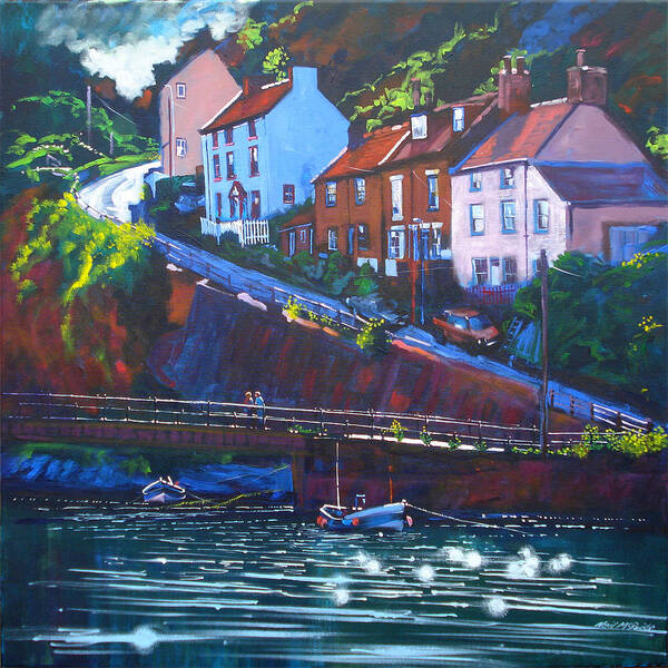 Beach Poster featuring the painting Cowbar - Staithes by Neil McBride