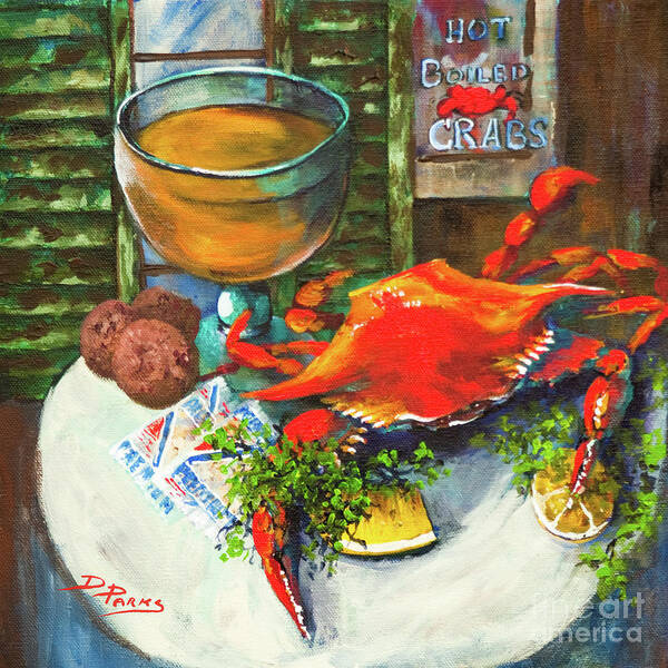 New Orleans Art Poster featuring the painting Crab and Crackers by Dianne Parks