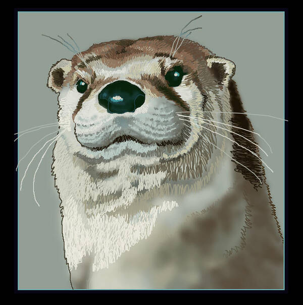 Nature Poster featuring the digital art Curious Otter by Jey Manokaran