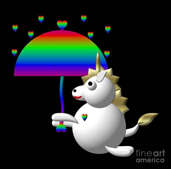 Unicorns Poster featuring the digital art Cute Unicorn with an Umbrella by Rose Santuci-Sofranko