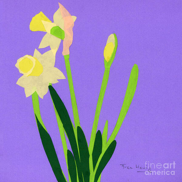 Daffodils Poster featuring the mixed media Daffodils by Fran Henig