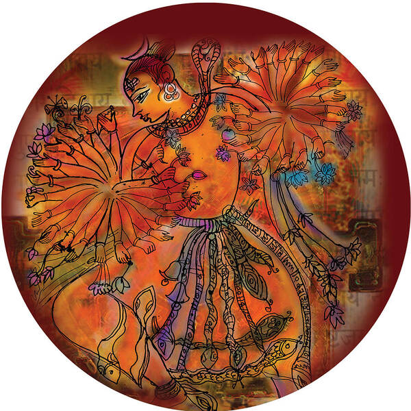 Dance Poster featuring the painting Dancing Shiva by Guruji Aruneshvar Paris Art Curator Katrin Suter