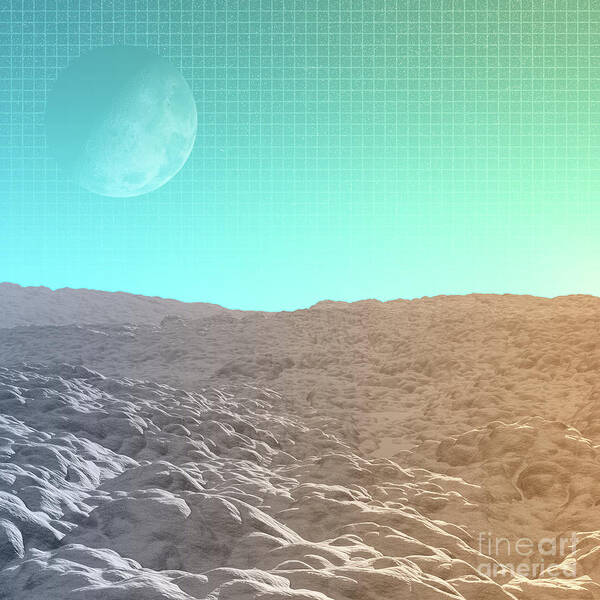 Moon Poster featuring the digital art Daylight In The Desert by Phil Perkins
