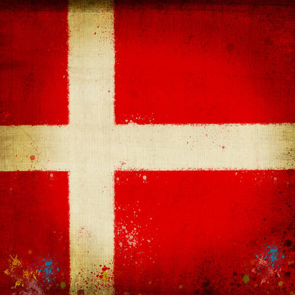 Chalk Poster featuring the painting Denmark flag by Setsiri Silapasuwanchai