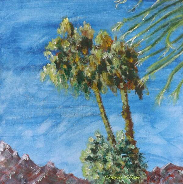 Palm Trees Poster featuring the painting Desert Palms 4 by Sherry Killam