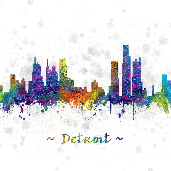 Detroit Poster featuring the digital art Detroit Michigan color 03SQ by Aged Pixel