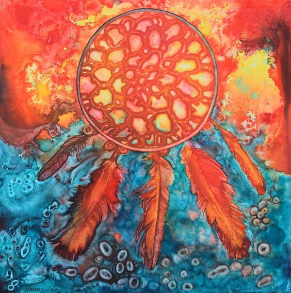 Dream Catcher Poster featuring the painting Dream Catcher by Nancy Jolley