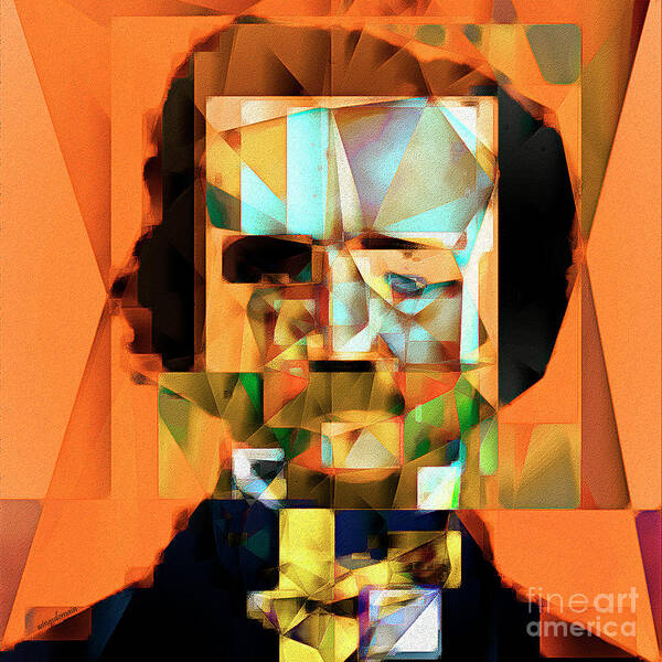 Wingsdomain Poster featuring the photograph Edgar Allan Poe in Abstract Cubism 20170325 square by Wingsdomain Art and Photography