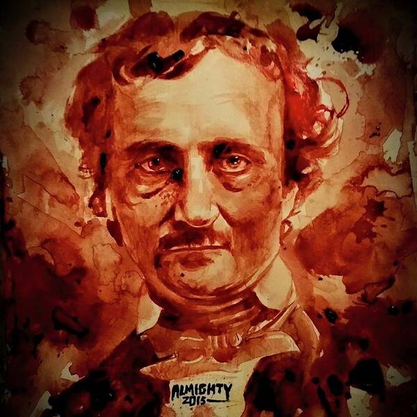  Poster featuring the painting EDGAR ALLAN POE portrait by Ryan Almighty