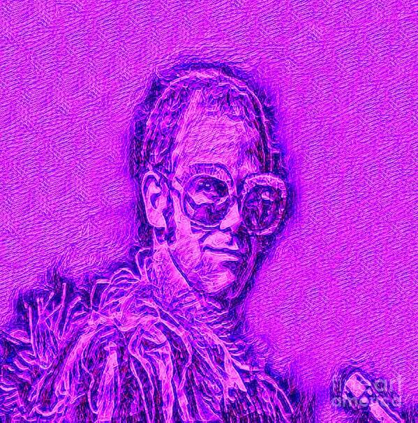Elton John Drawing Poster featuring the painting Elton in Purple by Pd