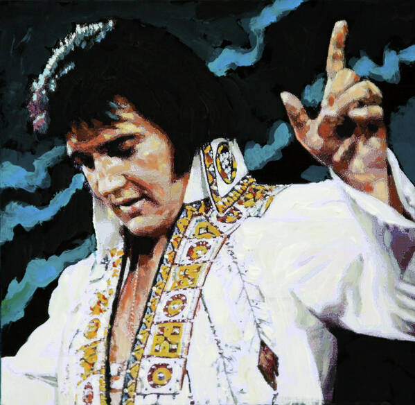 Elvis Presley Poster featuring the painting Elvis - How Great Thou Art by John Lautermilch