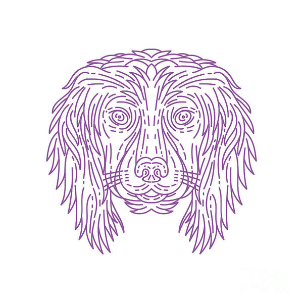 Mono Line Poster featuring the digital art English Cocker Spaniel Dog Head Mono Line by Aloysius Patrimonio