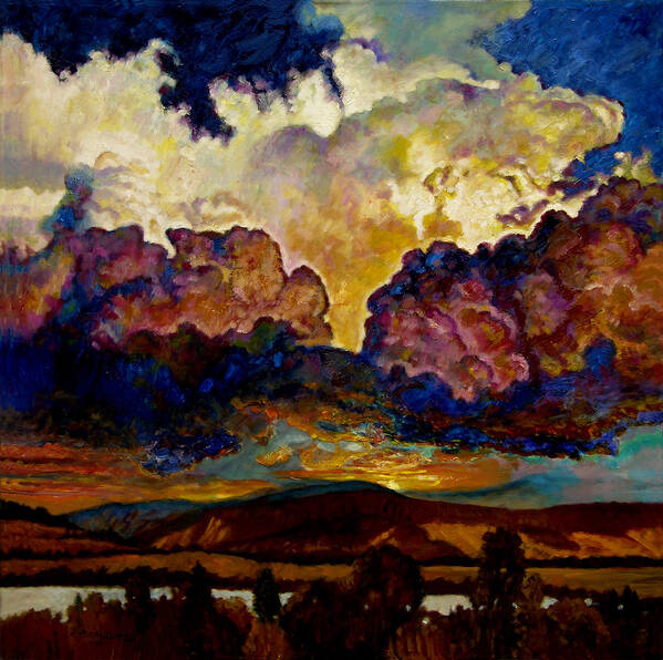 Sunset Poster featuring the painting Evening Clouds Over the Valley by John Lautermilch