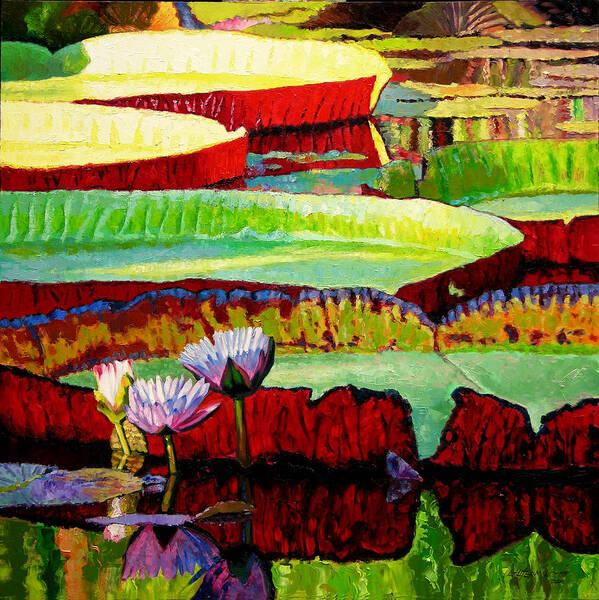 Water Lilies Poster featuring the painting Ever Changing Colors by John Lautermilch