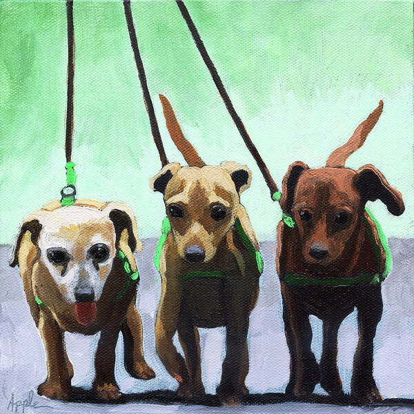 Chihuahua Poster featuring the painting Family Ties - chihuahuas dog painting by Linda Apple