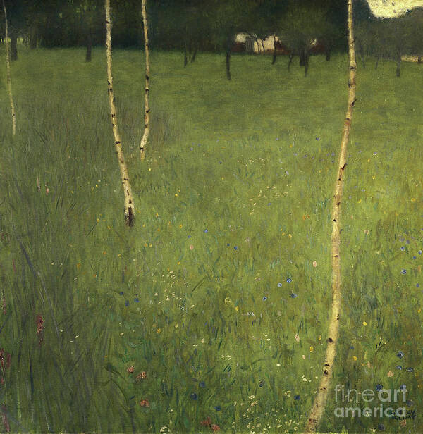Farmhouse Poster featuring the painting Farmhouse with Birch Trees by Gustav Klimt