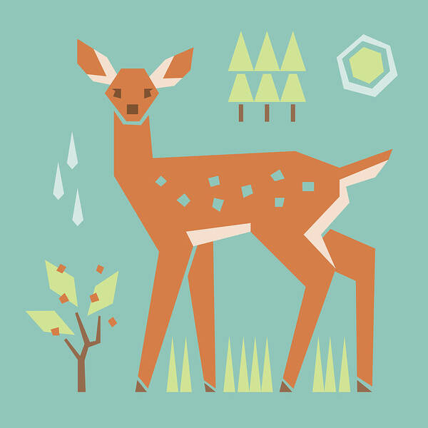 Bedroom Poster featuring the digital art Fawn in the Meadow by Mitch Frey