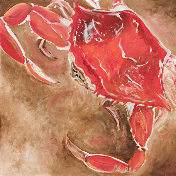 Red Crab Poster featuring the painting Feelin' Crabby by Chelle Fazal