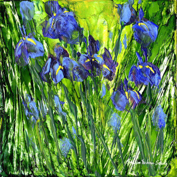 Iris Poster featuring the painting Field of Irises by Charlene Fuhrman-Schulz