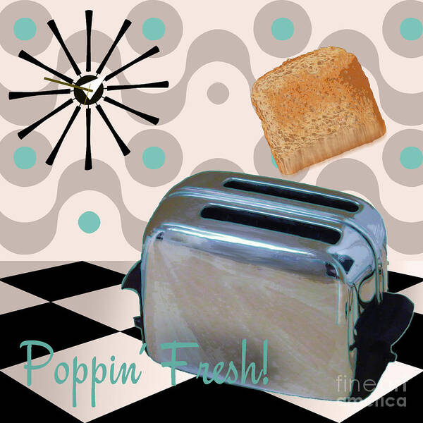 Fifties Toaster Poster featuring the painting Fifties Kitchen Toaster by Mindy Sommers