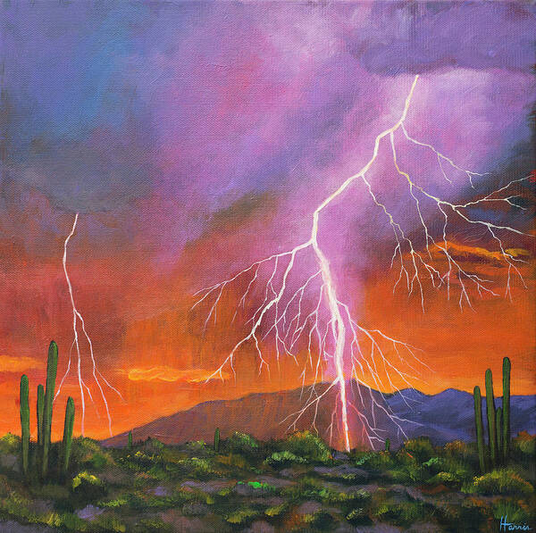 Arizona Poster featuring the painting Fire in the Sky by Johnathan Harris