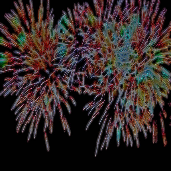 Fireworks Poster featuring the digital art Fireworks abstract by Cathy Anderson