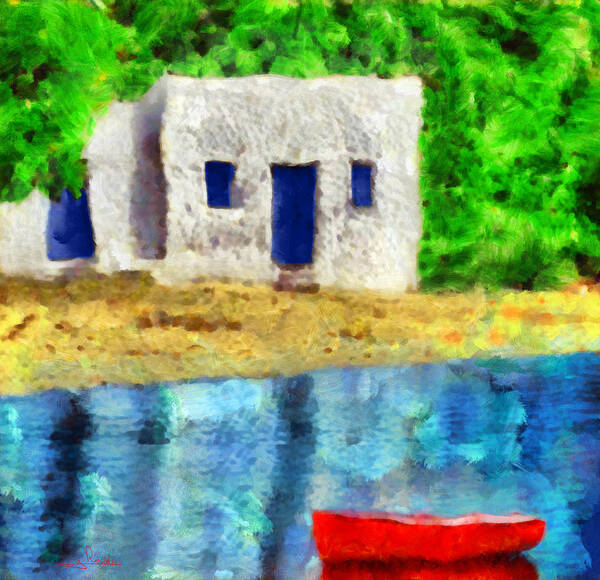 Fisherman House Poster featuring the painting Fisherman house by George Rossidis