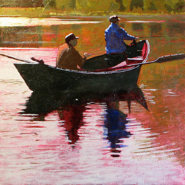Boat Poster featuring the painting Fishermen by Robert Bissett