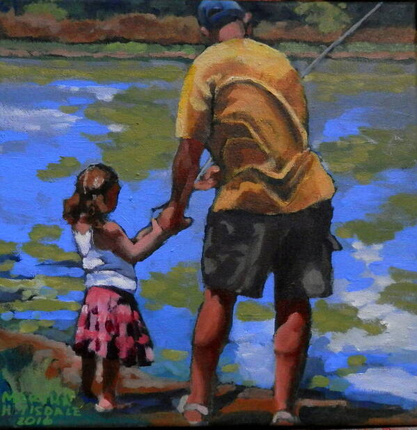 Father Poster featuring the painting Fishing Lesson by Martha Tisdale
