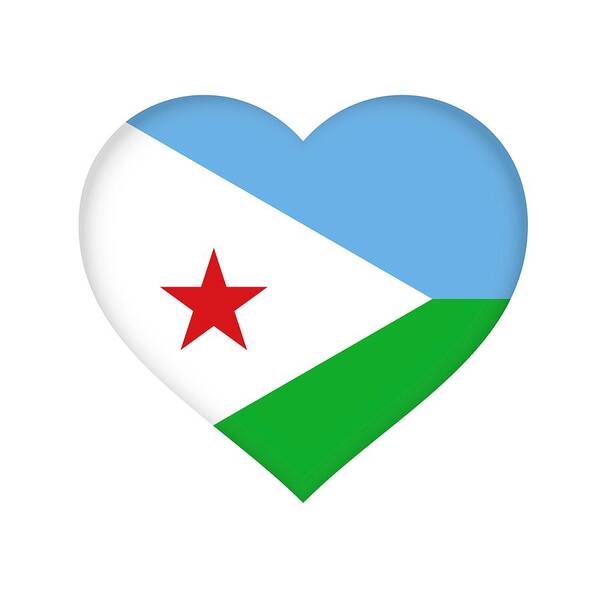 Africa Poster featuring the digital art Flag of Djibouti Heart by Roy Pedersen