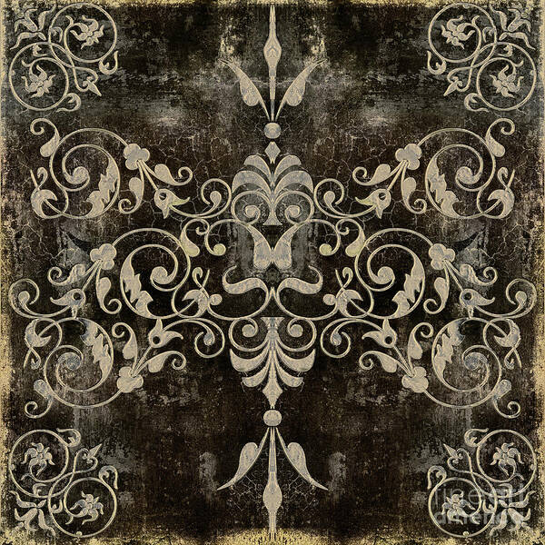 Damask Poster featuring the painting Fleurons IV by Mindy Sommers