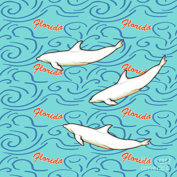 Florida Dolphin Print Poster featuring the digital art Florida Dolphin Print by Two Hivelys