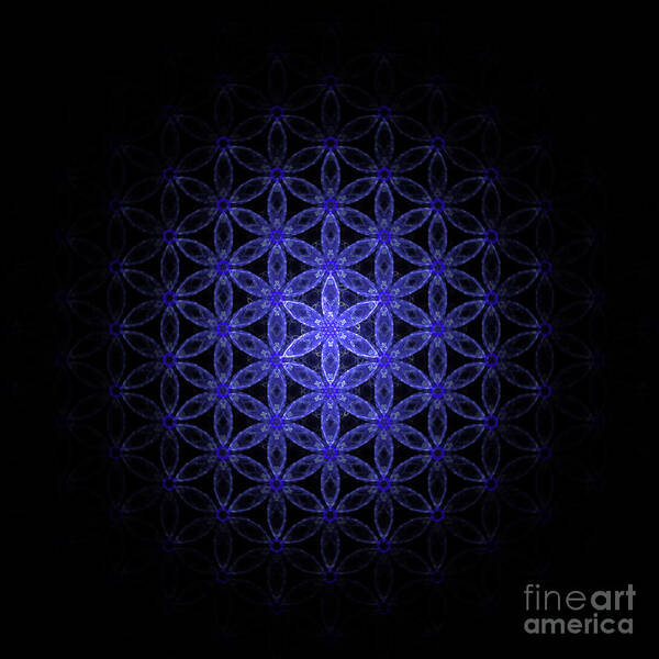 Flower Of Life Poster featuring the digital art Flower of life in blue by Alexa Szlavics