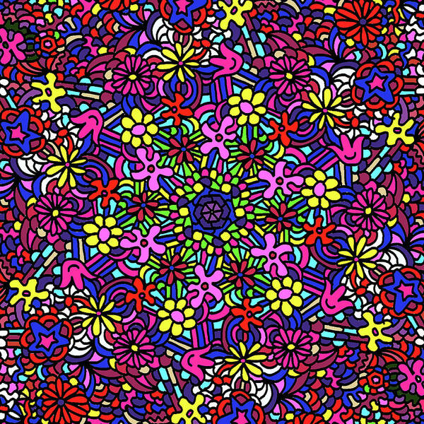 Gravityx9 Poster featuring the mixed media Flower Power Doodle Art by Gravityx9 Designs