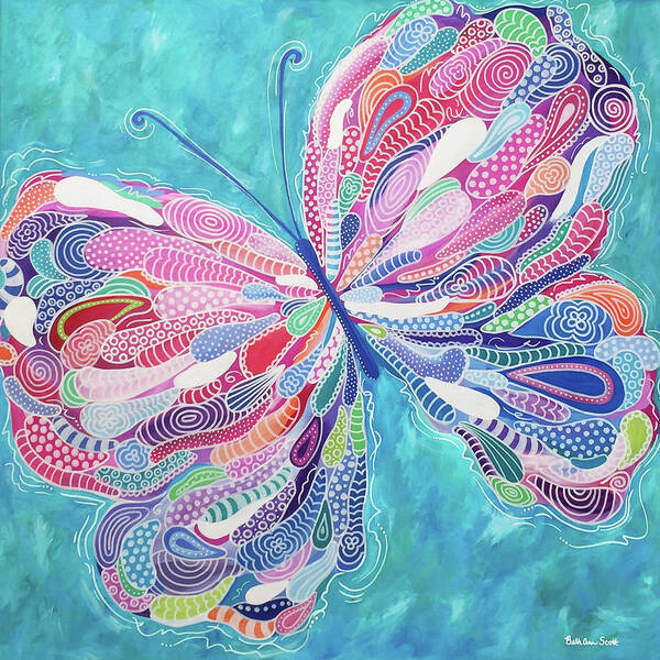 Butterfly Poster featuring the painting Fluttering Jewel by Beth Ann Scott