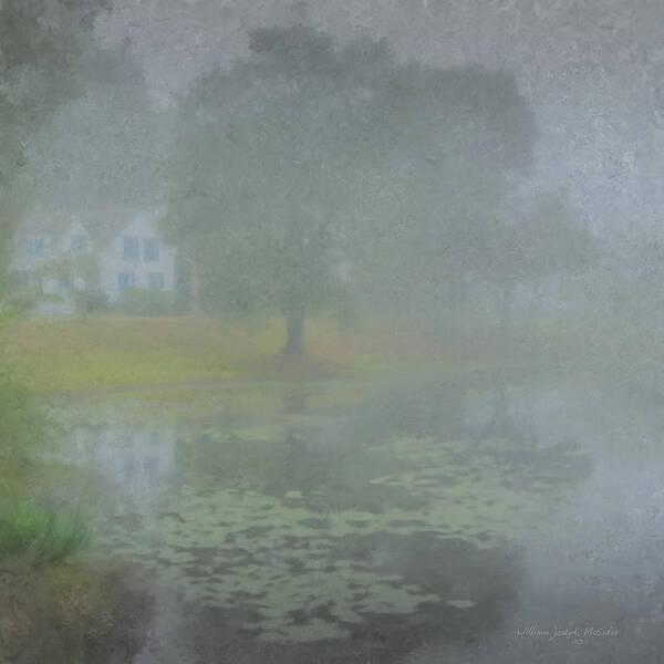 Foggy Poster featuring the painting Foggy Morning on Pond Street by Bill McEntee