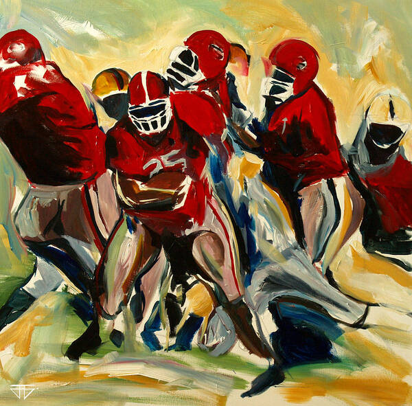  Poster featuring the painting Football Pack by John Gholson