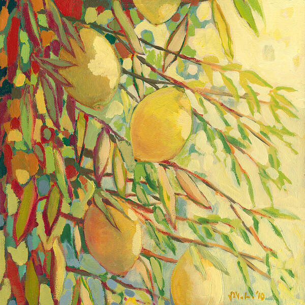 Lemon Poster featuring the painting Four Lemons by Jennifer Lommers