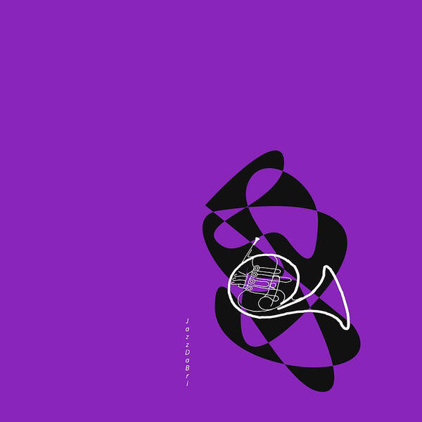 Music Teacher Poster featuring the digital art French Horn in Purple by David Bridburg