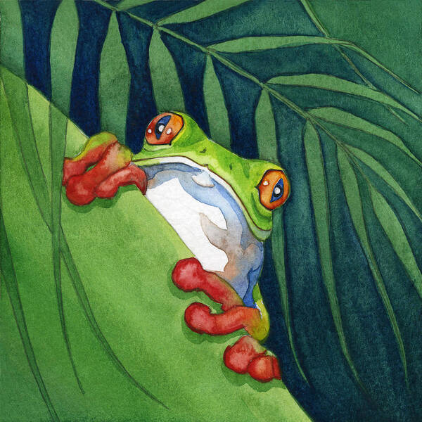  Poster featuring the painting Frog On The Look Out by Lyse Anthony