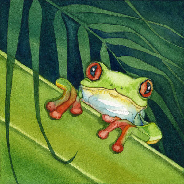  Poster featuring the painting Frog Peek by Lyse Anthony