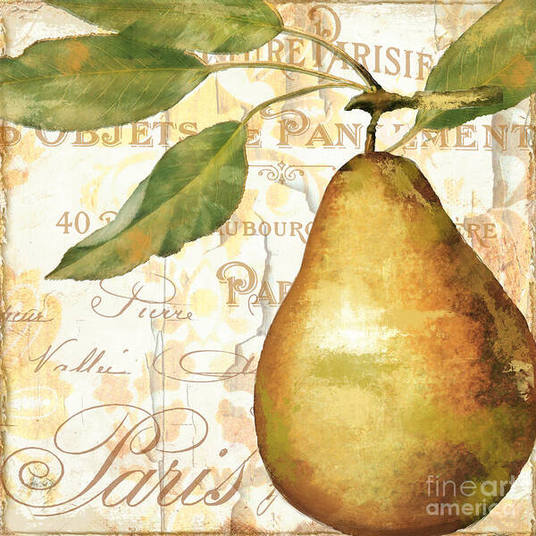 Golden Pear Poster featuring the painting Fruits d'Or Golden Pear by Mindy Sommers