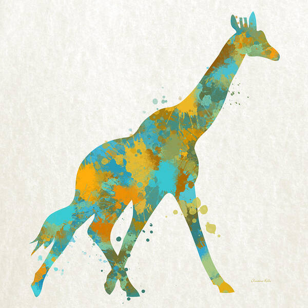 Giraffe Poster featuring the mixed media Giraffe Watercolor Art by Christina Rollo